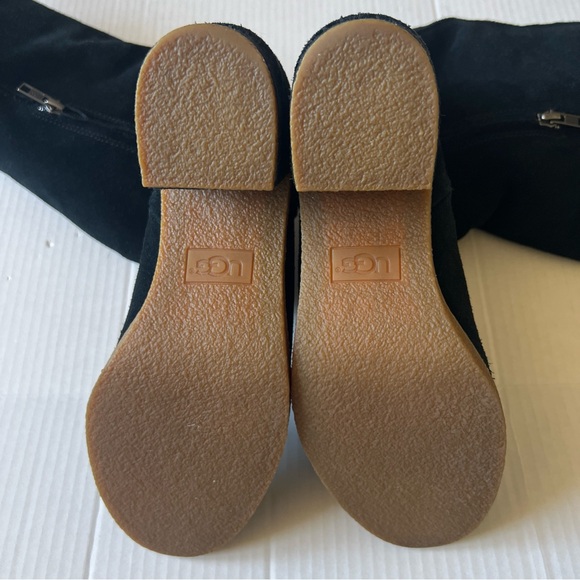UGG 9 Women Kasen Tall Waterproof Sheepskin Lined Black Suede Heel Boots NWOT💖 - Picture 10 of 14